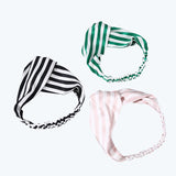 100% Mulberry  Black and white stripes Silk HeadBand For Ladies -  slipintosoft