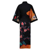 Ladies' Mulberry Silk Kimono Robe Delicate Hand Painted Cherry Blossom Elegant Nightwear - slipintosoft