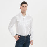 100% Mulberry Silk Shirt For Men Silk Long Sleeves Top