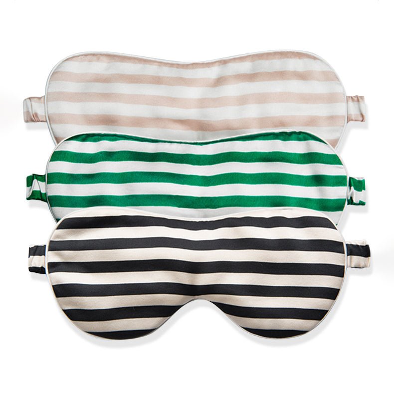 100% Silk Sleep Stripe Mask with Elastic Strap for Travel/Sleeping/Shift Work