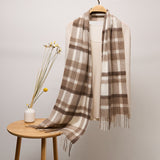 Long Cashmere Scarf with Tassel Plaid Cashmere Warps Multi Styles Winter Gifts - slipintosoft