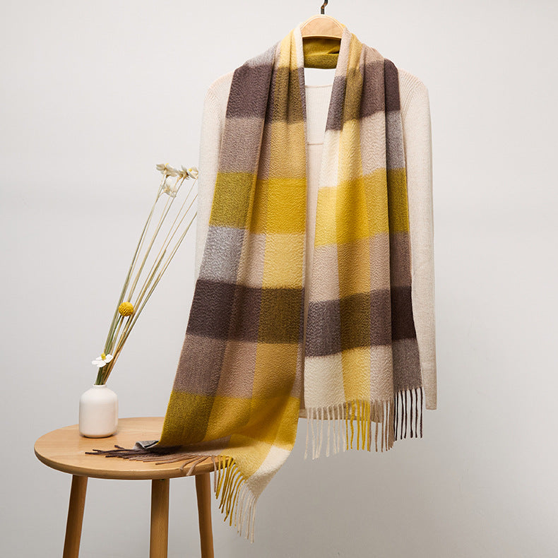 Long Cashmere Scarf with Tassel Plaid Cashmere Warps Multi Styles Winter Gifts - slipintosoft