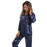 Galaxy silk two piece set Best Quality silk pajamas for women Printed Silk PJS silk jammies