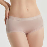 Women's summer thin silk underwear double-sided mulberry silk breathable mid-waist lace boxer briefs