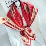 35"x35" Luxury Floral Printed Silk Square Scarf