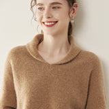 Womens Shawl Collar Cashmere Sweater V Neck Long Sleeve Cashmere Pullover