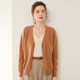 Womens V-Neck Cashmere Cardigan Button Front Cashmere Sweater