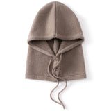 Womens Cashmere Hooded Scarf Button Up Cashmere Balaclava Cashmere Neck Warmer