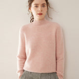 Womens Mock Neck Cashmere Sweater Long Sleeve Cashmere Pullover Ribbed Finishing