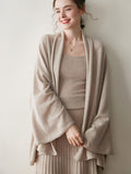 Womens Cashmere Cardigan Open Front Draped Long Sleeve Cashmere Knit Sweater