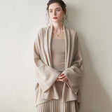 Womens Cashmere Cardigan Open Front Draped Long Sleeve Cashmere Knit Sweater