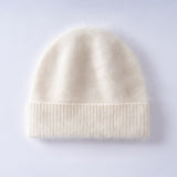 Fuzzy Cashmere Beanie Unisex Winter Cashmere Hat with Ribbed Cuff
