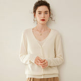 Womens V-Neck Cashmere Cardigan Button Front Cashmere Sweater