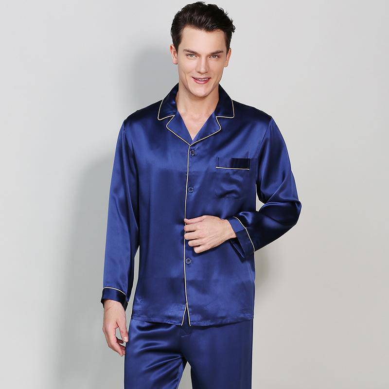 Best Mens Silk Pajamas Long Luxury Mulberry silk pyjamas pure silk sleepwear