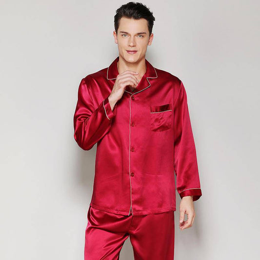 Men's Long Luxury Mulberry Silk Pyjamas Pure Silk Sleepwear