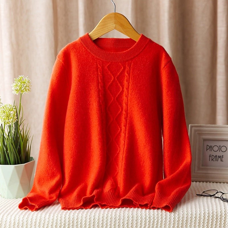 boys and girls crew neck cashmere sweater cable knitted cashmere pullover multi colors