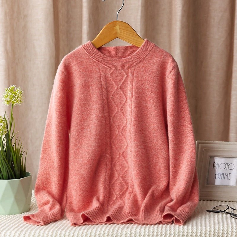 boys and girls crew neck cashmere sweater cable knitted cashmere pullover multi colors - slipintosoft