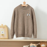 boys and girls crew neck pure cashmere sweater embroidery bear cashmere pullover - slipintosoft