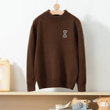 kids cashmere sweater with embroidered bunny crew neck cashmere pullover