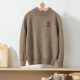 kids cashmere sweater with embroidered bunny crew neck cashmere pullover