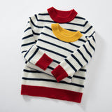 contrast ribbed trim crew neck pure cashmere sweater kids striped cashmere pullover