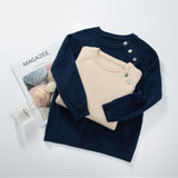 kids crew neck button shoulder cashmere sweater long sleeve raglan cashmere tops