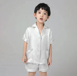 19 Momme Boys Short Silk Pajamas Set Classic Shorts Set Luxury Nightwear for Children -  slipintosoft