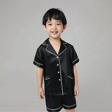 19 Momme Boys Short Silk Pajamas Set Classic Shorts Set Luxury Nightwear for Children -  slipintosoft