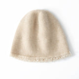 cashmere beanie solid cashmere cable knitted hat with rough edges fisherman beanie hat Cashmere Accessories