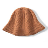 Cashmere Bucket Hat for Women Cable Knit Cashmere Hat Flared Brim