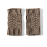 Cashmere Knit Fingerless Mittens Warm Half Finger Fleece Lined Winter Gloves - slipintosoft