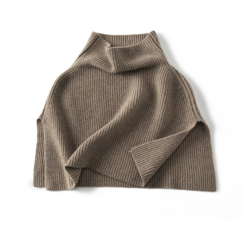 Cashmere Layered Collar Pullover Cashmere Dickey Ribbed Cashmere Neckpiece