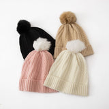 Cashmere Slouch Hat with Pom Womens Cable Knit Cashmere Beanie Winter Hat
