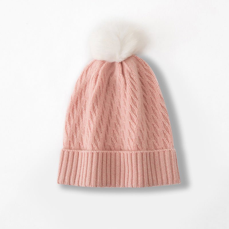 Cashmere Slouch Hat with Pom Womens Cable Knit Cashmere Beanie Winter Hat