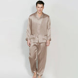 Classic Men Long Silk Pajama Set Real Pure Silk Pajamas