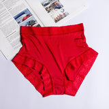 Comfortable Womens Silk Panties Soft High-waist Lace Silk Underwear