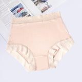 Comfortable Womens Silk Panties Soft High-waist Lace Silk Underwear