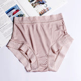 Comfortable Womens Silk Panties Soft High-waist Lace Silk Underwear