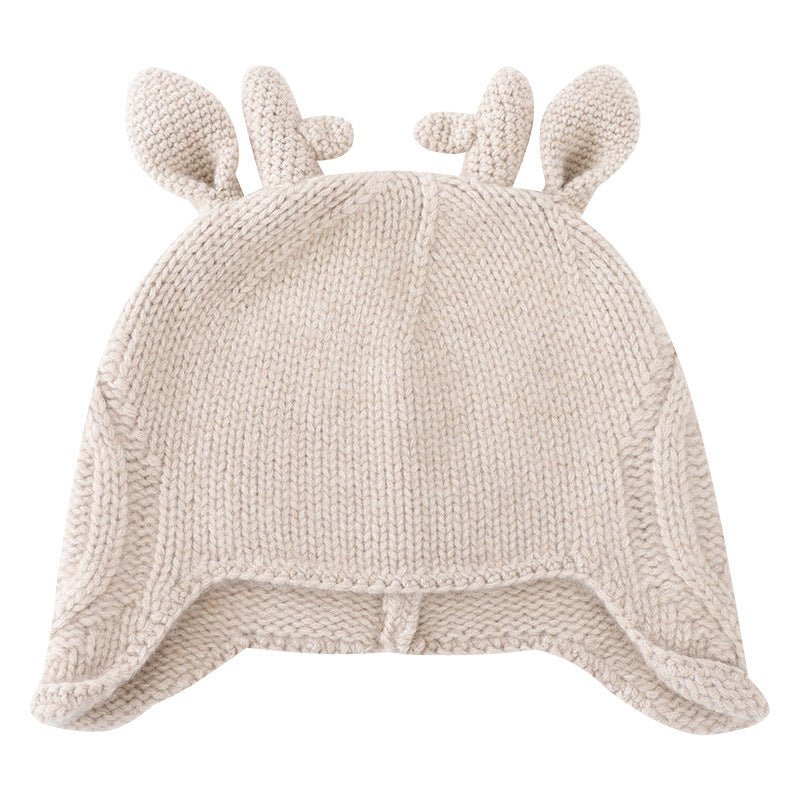 Cute Cashmere Beanie with Elk Horns for Winter Cashmere Earflap Hat Christmas Gifts Cashmere Hats