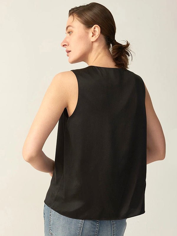 Dark Grey V-Neck Silk Tank Top - slipintosoft