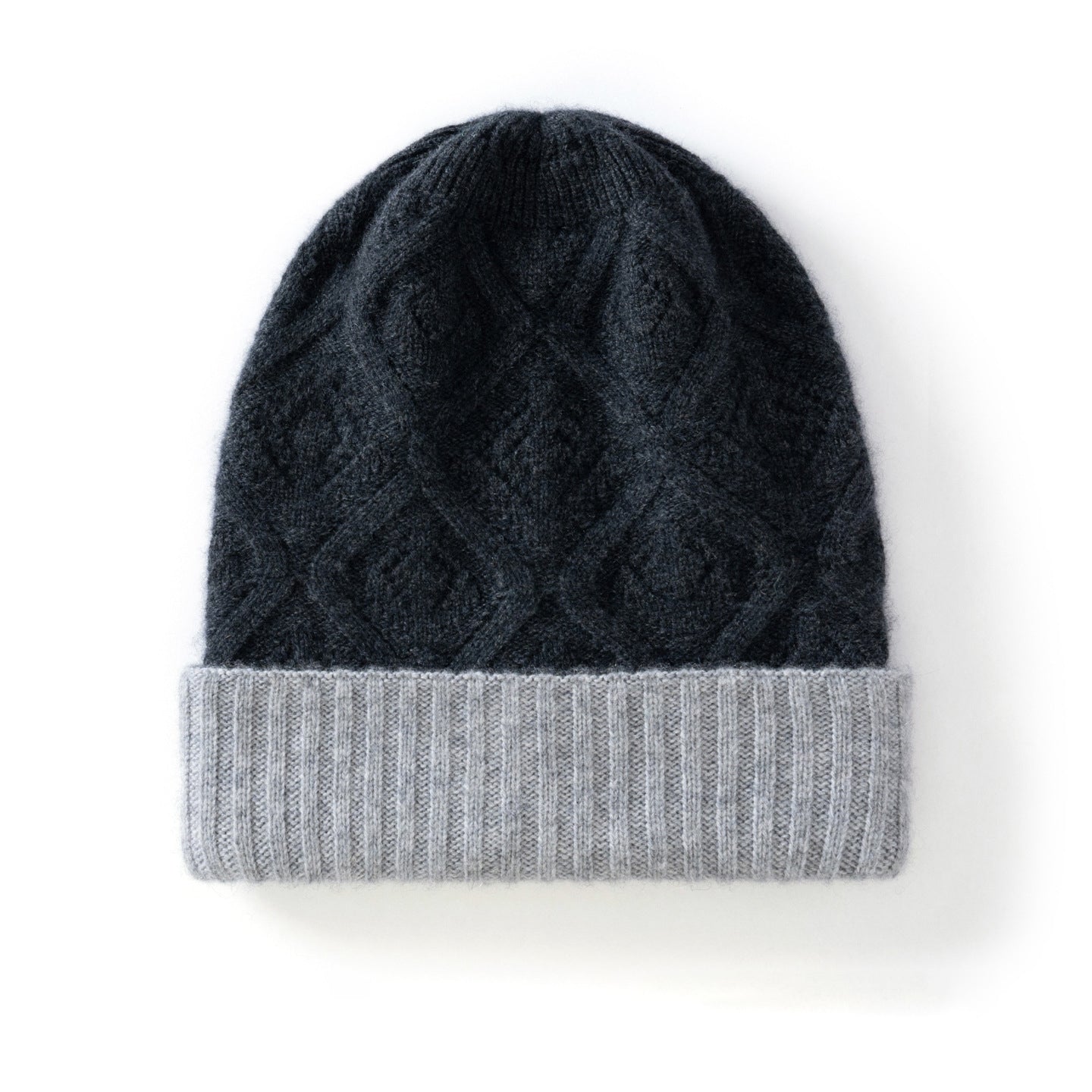 Double Layer Diamond Knit Pure Cashmere Beanie Cashmere Winter Hat
