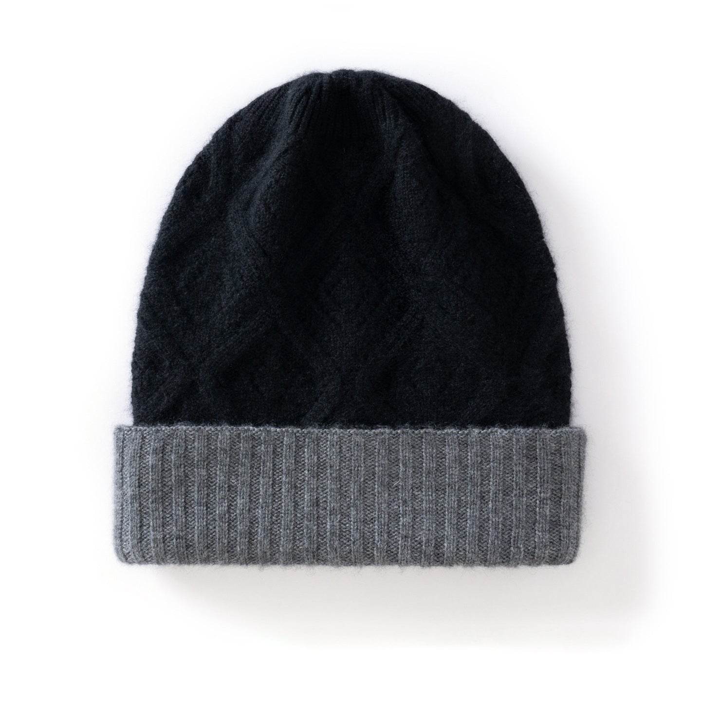 Double Layer Diamond Knit Pure Cashmere Beanie Cashmere Winter Hat