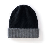 Double Layer Diamond Knit Pure Cashmere Beanie Cashmere Winter Hat