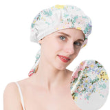 Floral Printed Silk Sleep Cap 100% Pure Mulberry Silk Sleep Bonnet