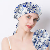 Floral Printed Silk Sleep Cap Silk Hair Wrapping Bonnet Silk Hair Cap For Sleeping