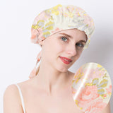 Floral Printed Silk Sleep Cap 100% Pure Mulberry Silk Sleep Bonnet