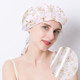 Floral Printed Silk Sleep Cap 100% Pure Mulberry Silk Sleep Bonnet