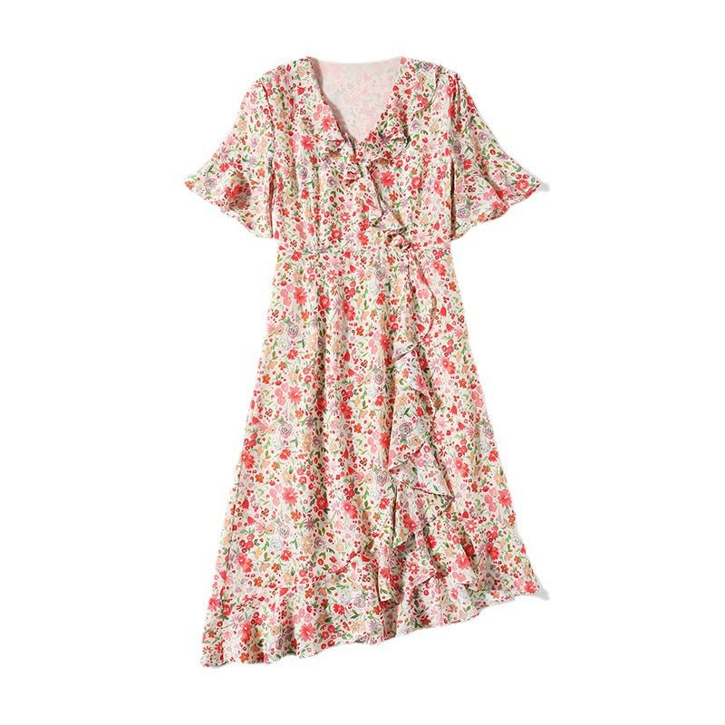 Floral pure Silk Dress for Ladies Guest Party Silk Floral Dresses