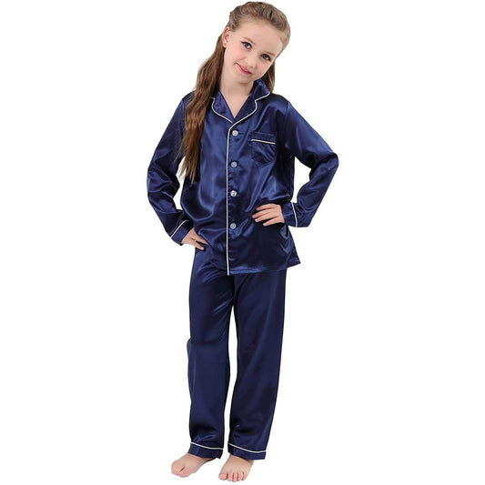 Girls Silk Pajama Set Long Unisex Silk Pajamas For Kids