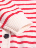 Girls Striped Cashmere Cardigan Kids Strawberry Embroidery Cashmere Sweater